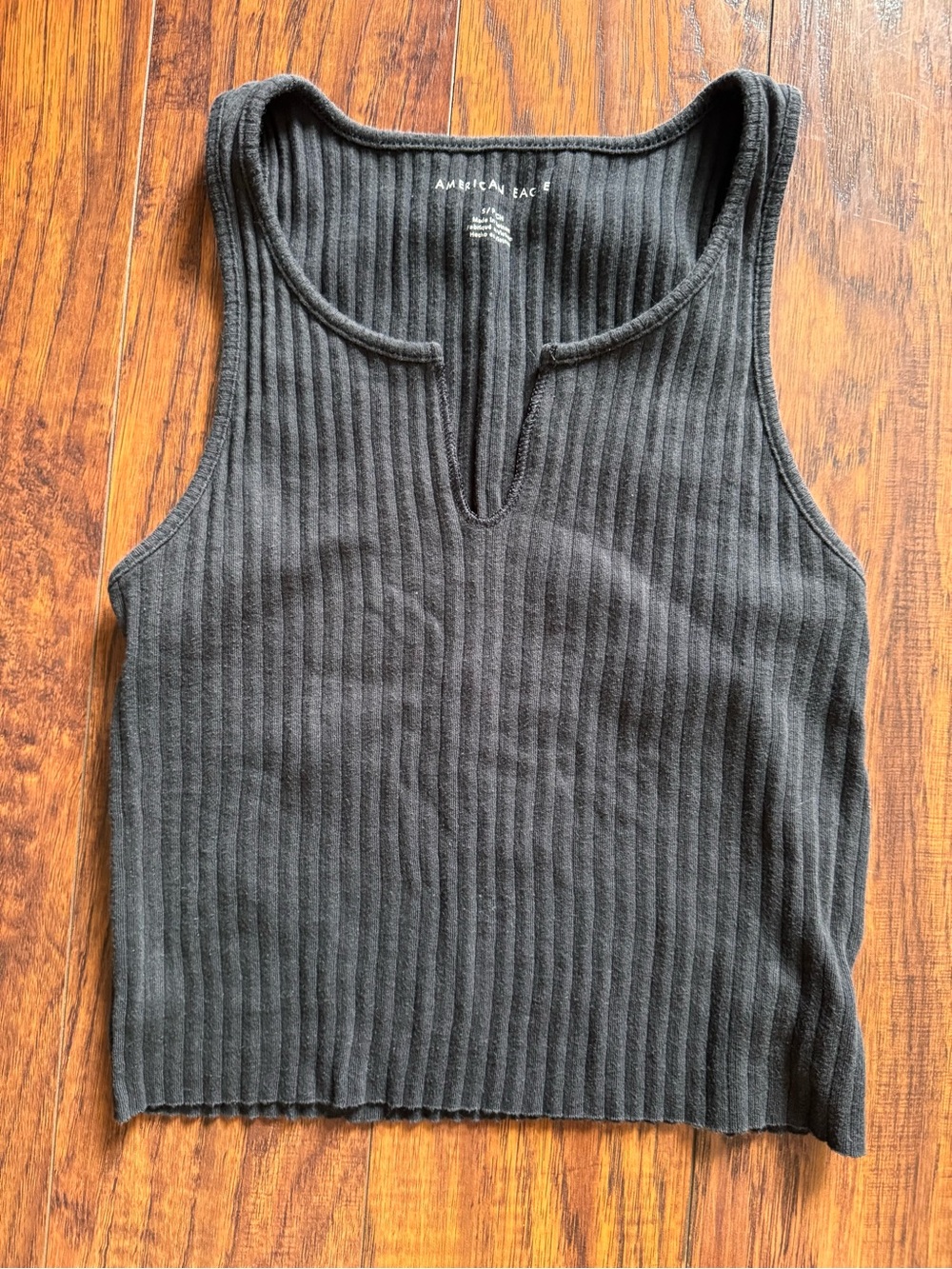 American Eagle Outfitters Black Ribbed Notch Tank